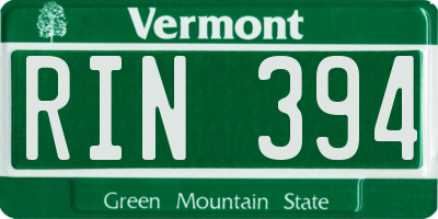 VT license plate RIN394