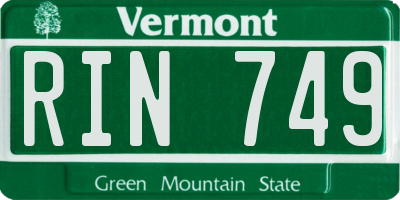 VT license plate RIN749