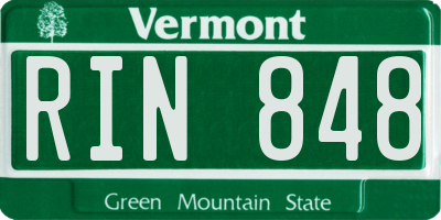 VT license plate RIN848
