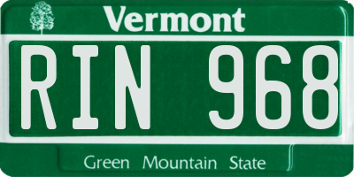 VT license plate RIN968