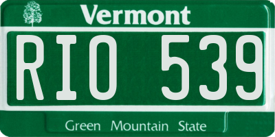 VT license plate RIO539