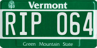 VT license plate RIP064