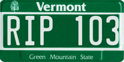 VT license plate RIP103