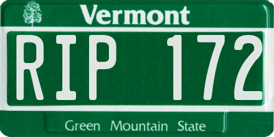 VT license plate RIP172