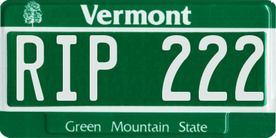 VT license plate RIP222