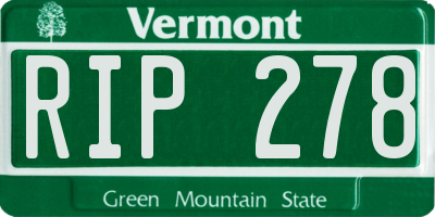 VT license plate RIP278
