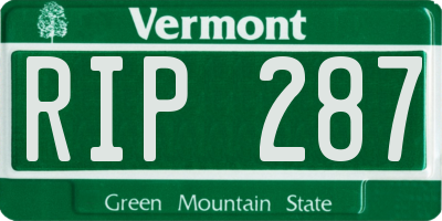 VT license plate RIP287