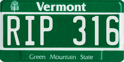VT license plate RIP316