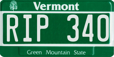 VT license plate RIP340