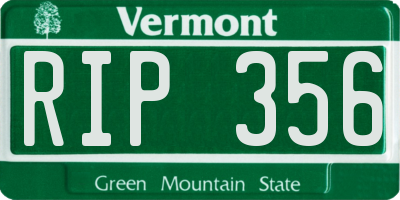 VT license plate RIP356
