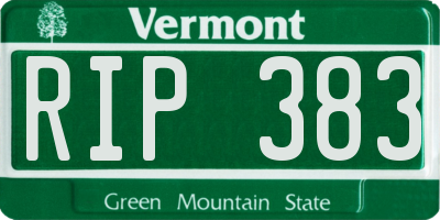 VT license plate RIP383