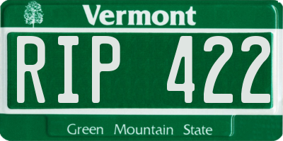 VT license plate RIP422