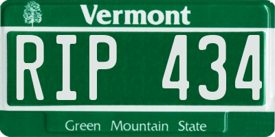VT license plate RIP434