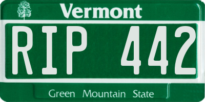 VT license plate RIP442