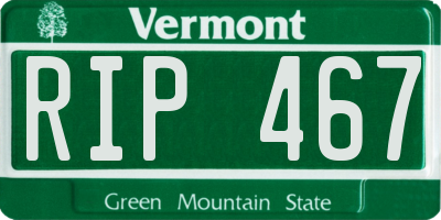 VT license plate RIP467