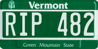 VT license plate RIP482
