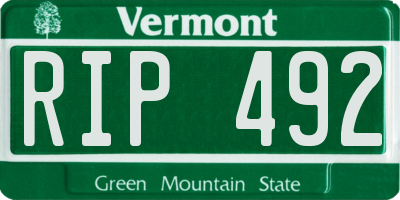 VT license plate RIP492