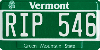 VT license plate RIP546