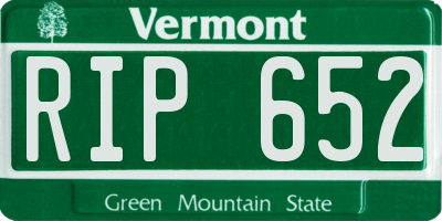 VT license plate RIP652