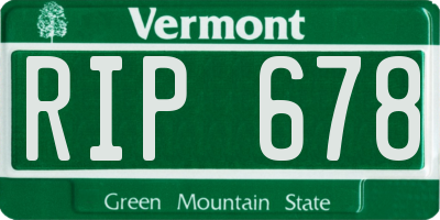 VT license plate RIP678