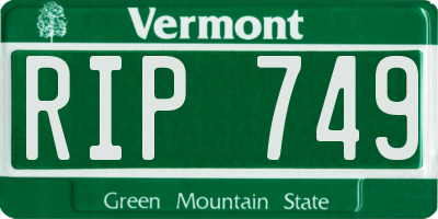 VT license plate RIP749