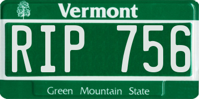 VT license plate RIP756