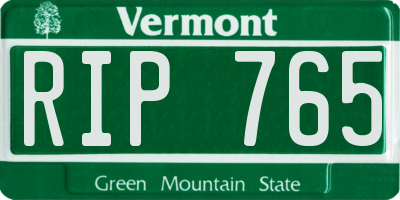 VT license plate RIP765