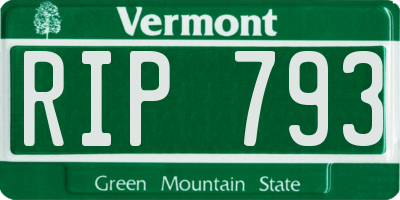VT license plate RIP793