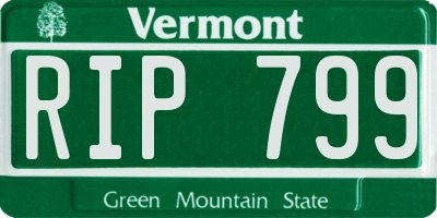 VT license plate RIP799
