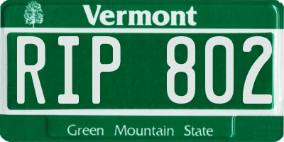 VT license plate RIP802