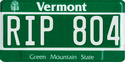 VT license plate RIP804