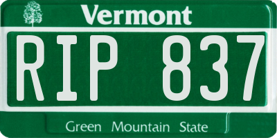 VT license plate RIP837