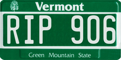 VT license plate RIP906
