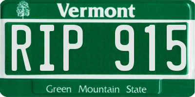 VT license plate RIP915