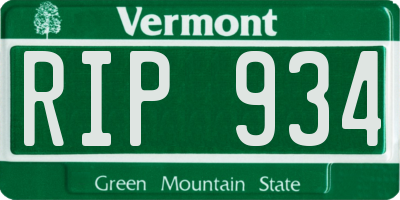 VT license plate RIP934
