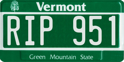 VT license plate RIP951