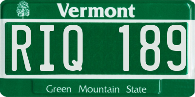 VT license plate RIQ189