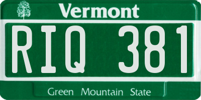 VT license plate RIQ381