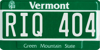 VT license plate RIQ404