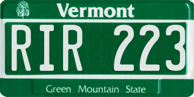 VT license plate RIR223