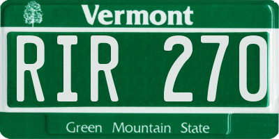 VT license plate RIR270