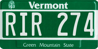 VT license plate RIR274