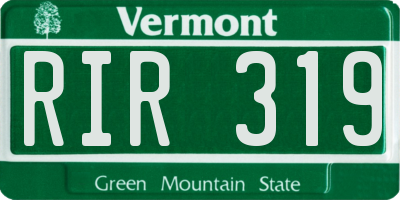 VT license plate RIR319