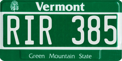 VT license plate RIR385