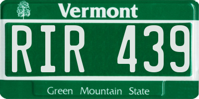 VT license plate RIR439