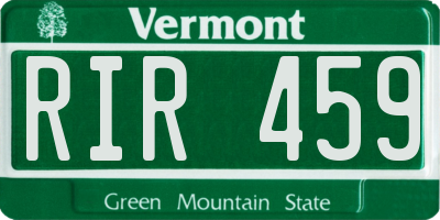 VT license plate RIR459