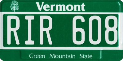 VT license plate RIR608