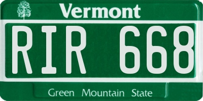VT license plate RIR668