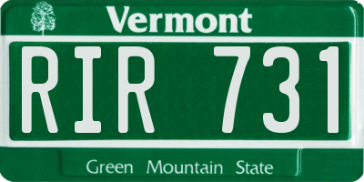 VT license plate RIR731