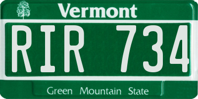 VT license plate RIR734